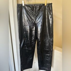 Just Level by Free People Glossy Black Straight Leg Pants